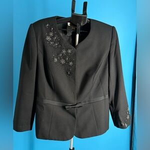 John Women Meyer Black Beaded Jacket Lined Blazer Church Sz 18W Formal